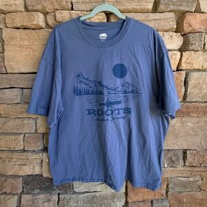 Roots Men XL Blue Graphic Canadian Summers Relaxed Fit Casual T Shirt